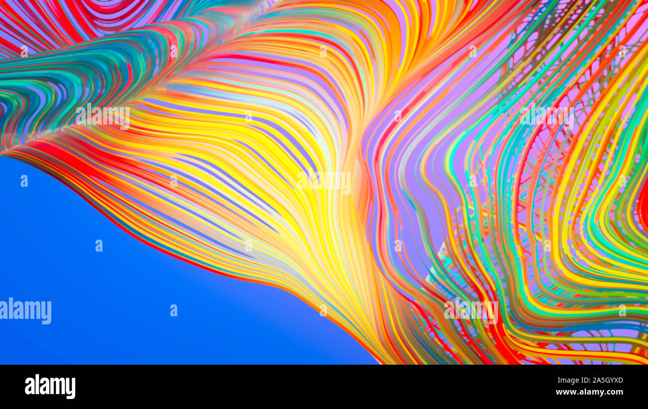 Colorful Curved Lines On Graduated Blue - Purple Background Stock Photo