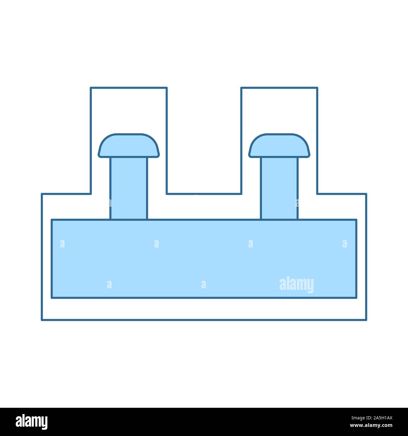 Electrical Connection Terminal Icon. Thin Line With Blue Fill Design