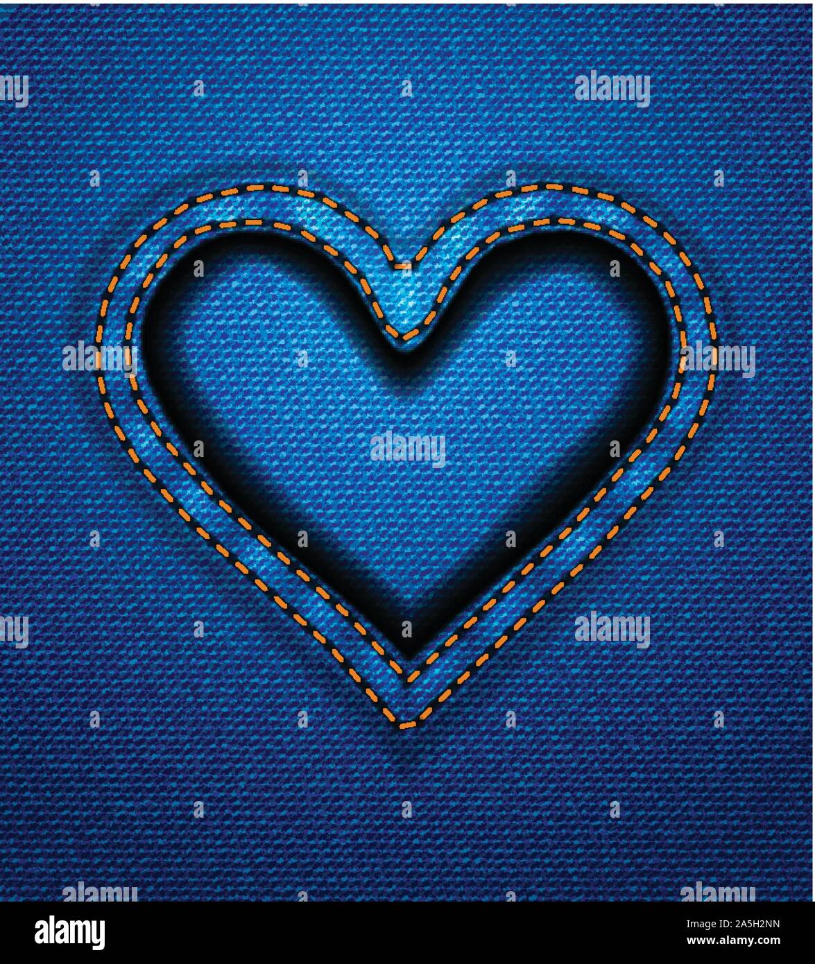 Jeans heart frame Stock Vector