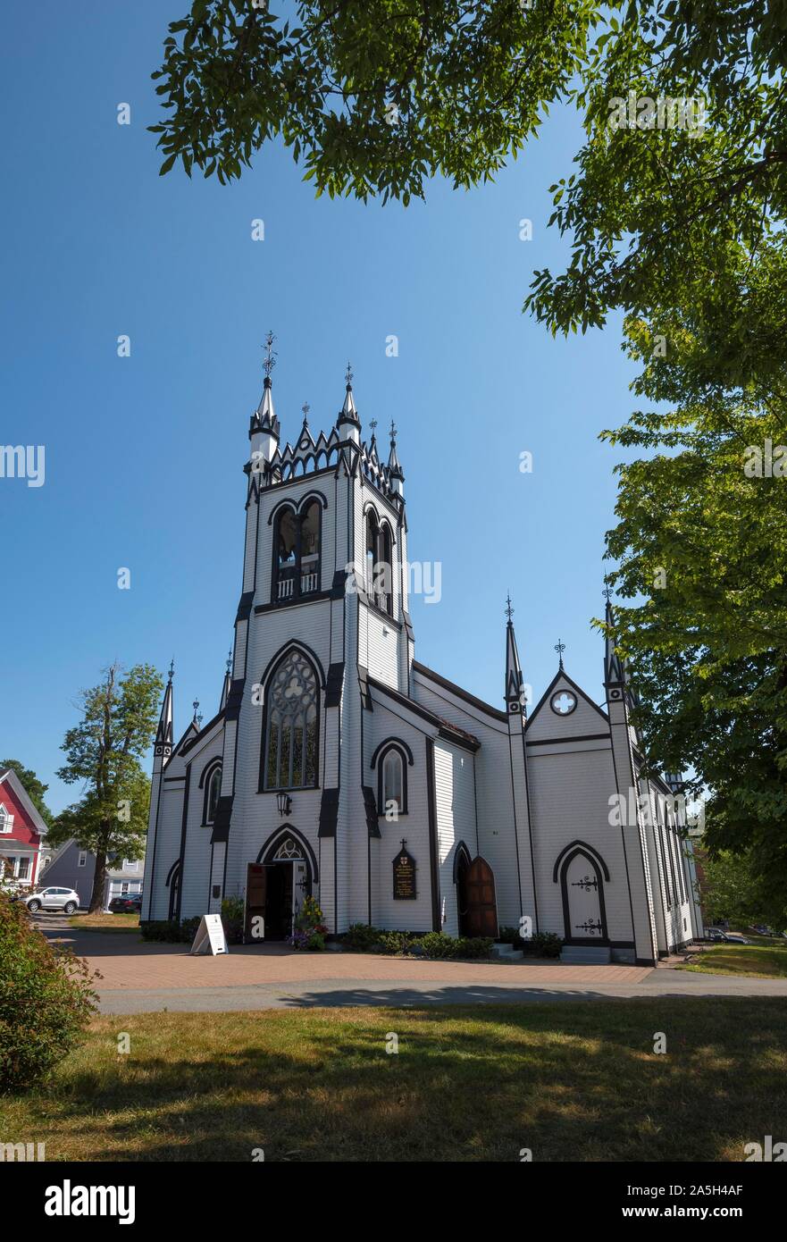 The Anglican Church of St. John's in the Old Town of Lunenburg, Nova Scotia, Canada Stock Photo