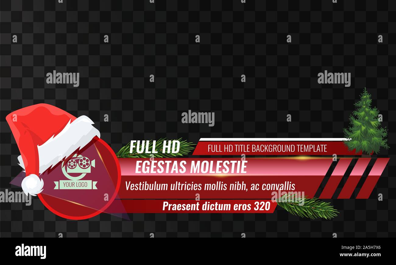 Unique Video headline title or lower third template with santa claus cap or hat on it for christmas and new year concpet design. Vector illustration Stock Vector