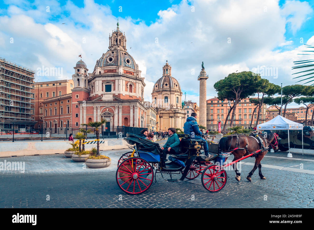 View of Piazza Venezia, situated in the heart of the city, short distance from Colosseum. Stock Photo
