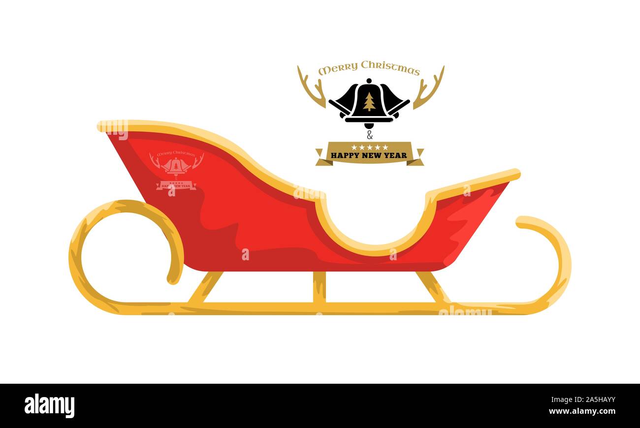 Santa sleigh with cartoon style for your design. Vector illustration Stock Vector