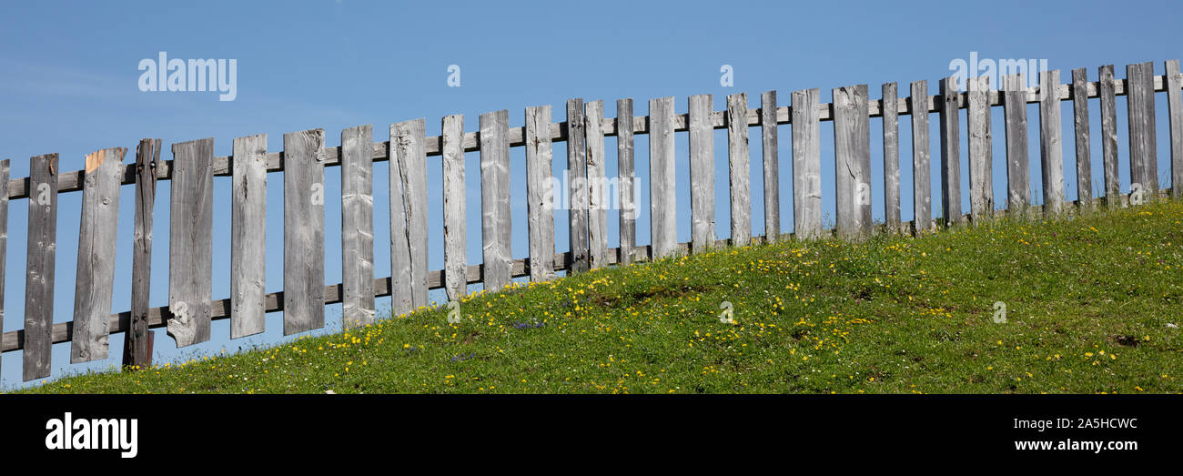 Wooden fence on the hill, Alps, tyrol, Austria, Europe Stock Photo