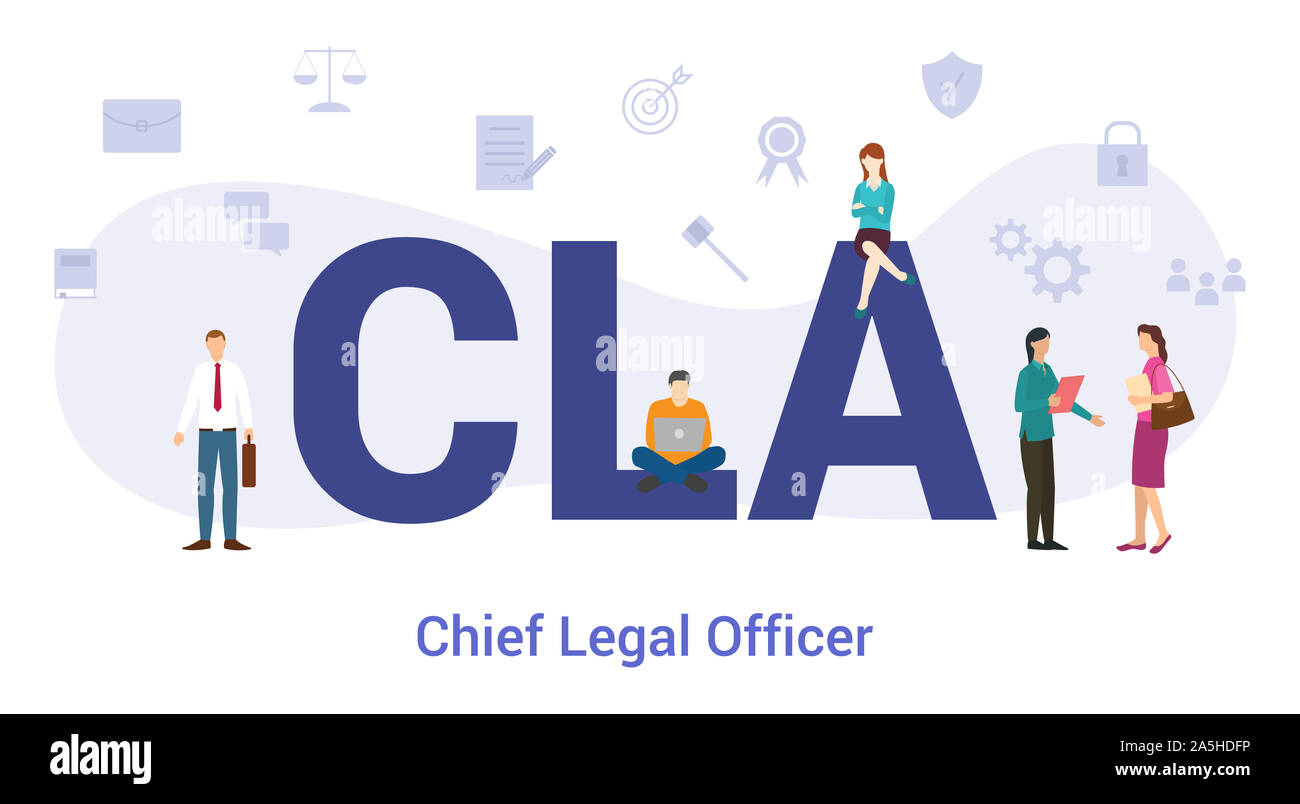cla chief legal officer acronym term concept with big word or text and team  people with modern flat style - vector illustration Stock Photo - Alamy