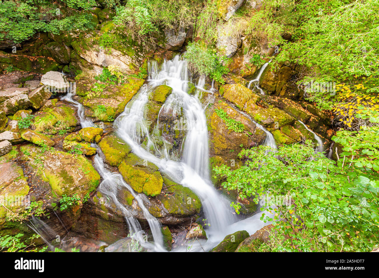 Source of Llobregat river - Fonts del Llobregat -, Castellar de n'Hug, Barcelona, Spain Stock Photo