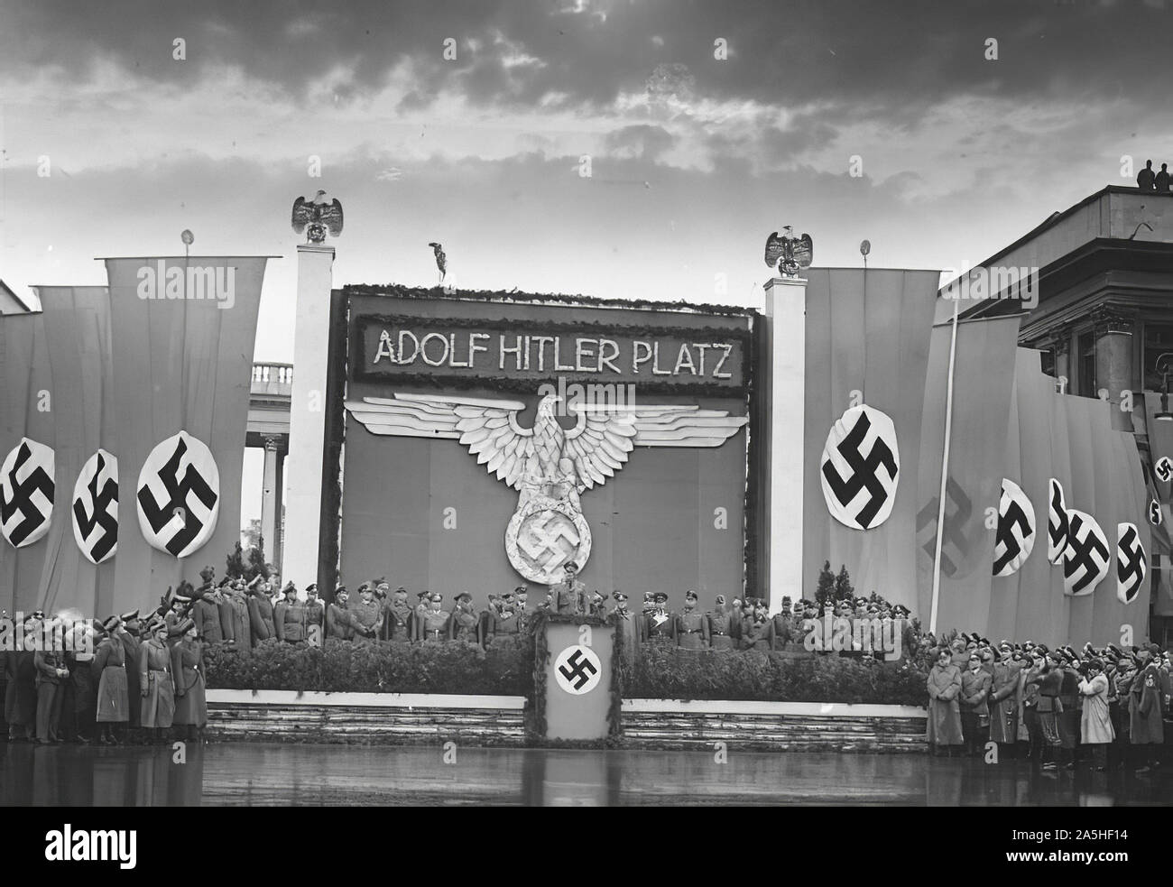 Adolf Hitler Platz in Warsaw, Poland in 1940 Stock Photo