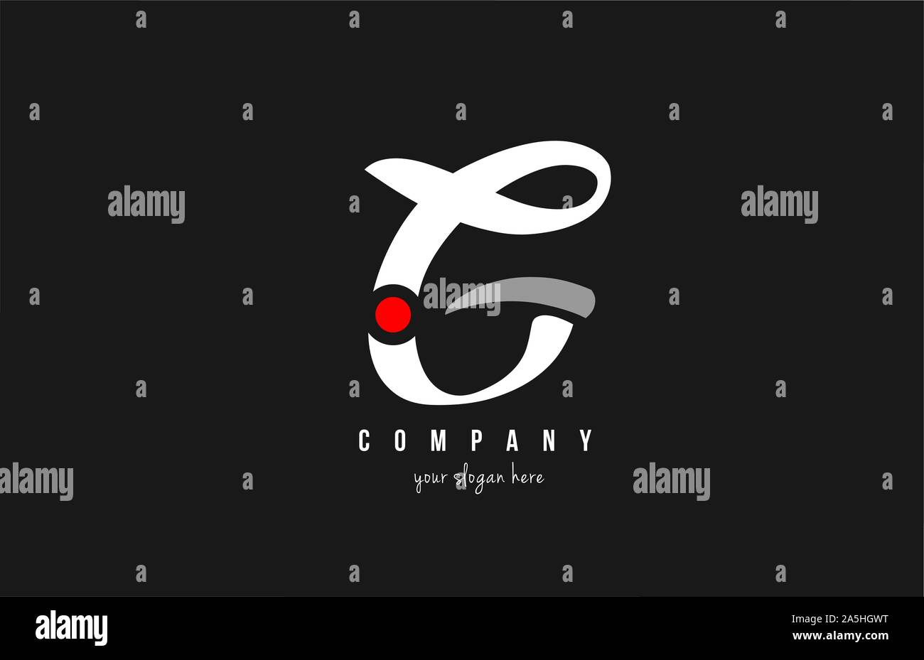 G red dot alphabet letter in black and white for logo icon design ...