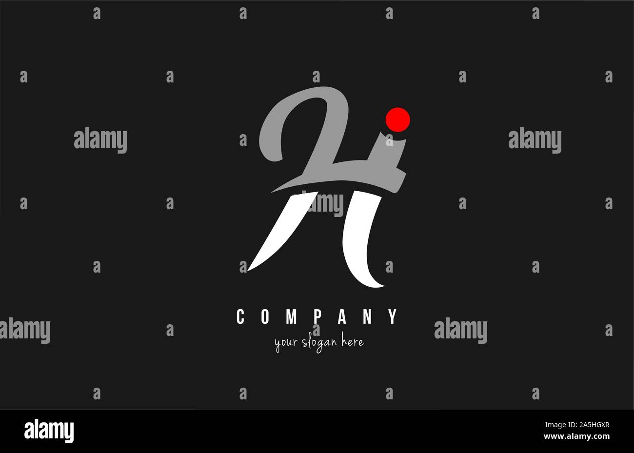 H red dot alphabet letter in black and white for logo icon design ...