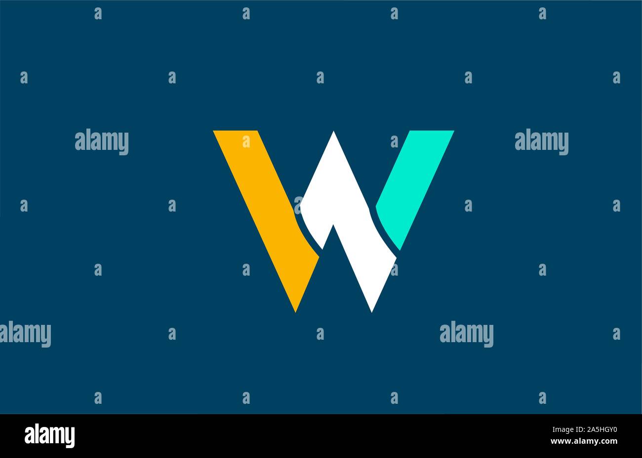 blue white yellow green W letter logo alphabet for company icon design ...