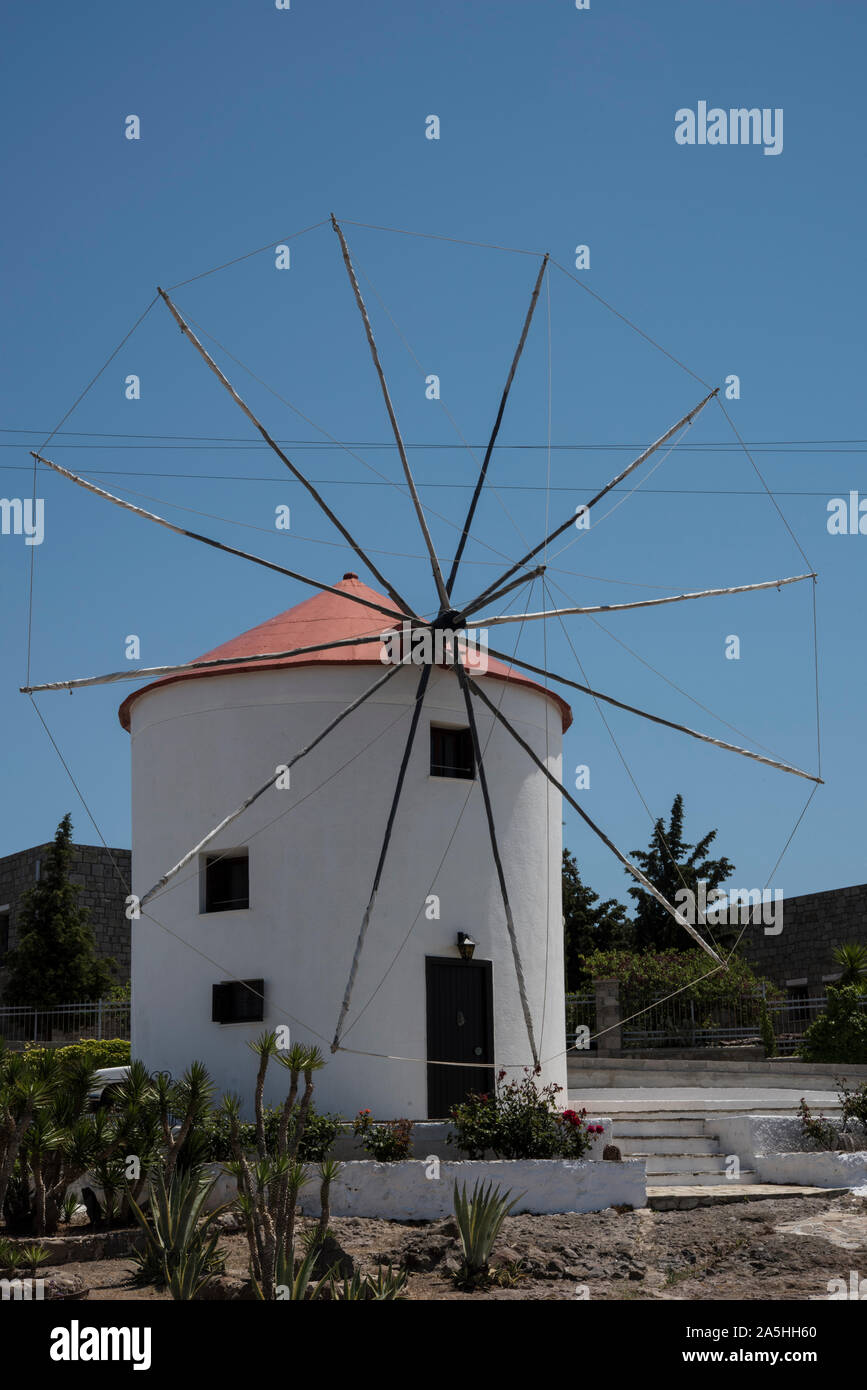 Sigri Windmill, Sigri, Lesbos, Greece Stock Photo