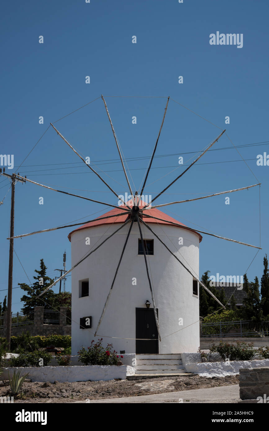 Sigri Windmill, Sigri, Lesbos, Greece Stock Photo