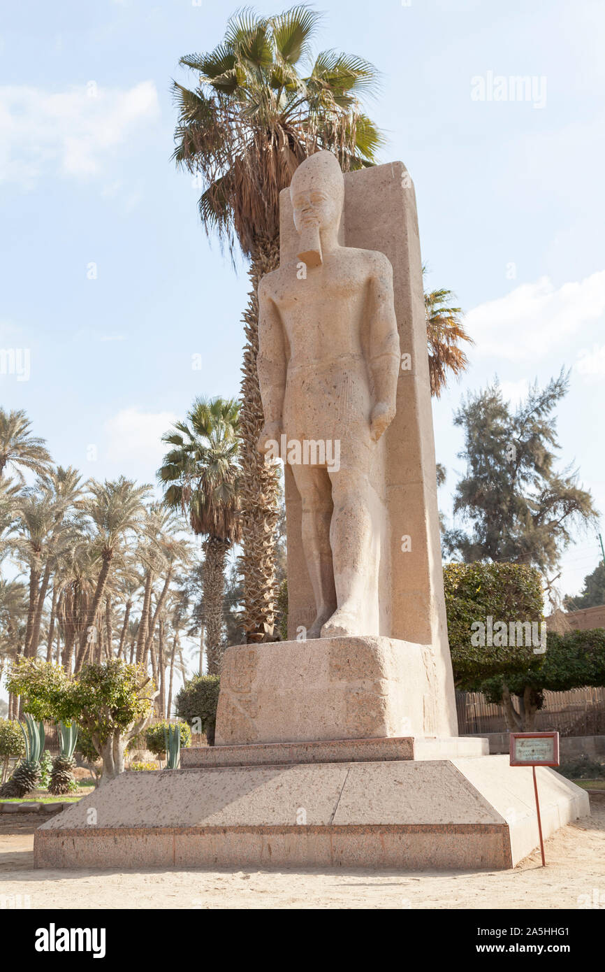 Egypt, Memphis, the granite stone statue of Ramses II in the museum of