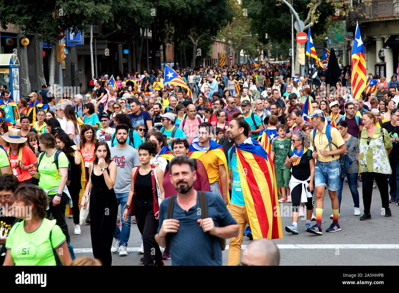 Catalan Independence march, October 19 2019, Barcelona. Stock Photo