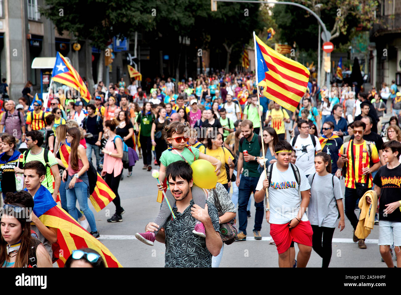 Catalan Independence march, October 19 2019, Barcelona. Stock Photo