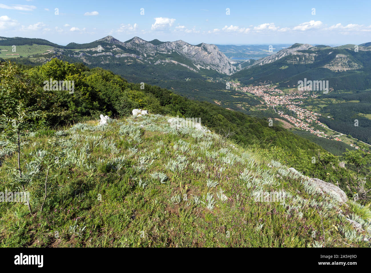 Landscape of Vratsata pass, town of Vratsa and Village of Zgorigrad at ...