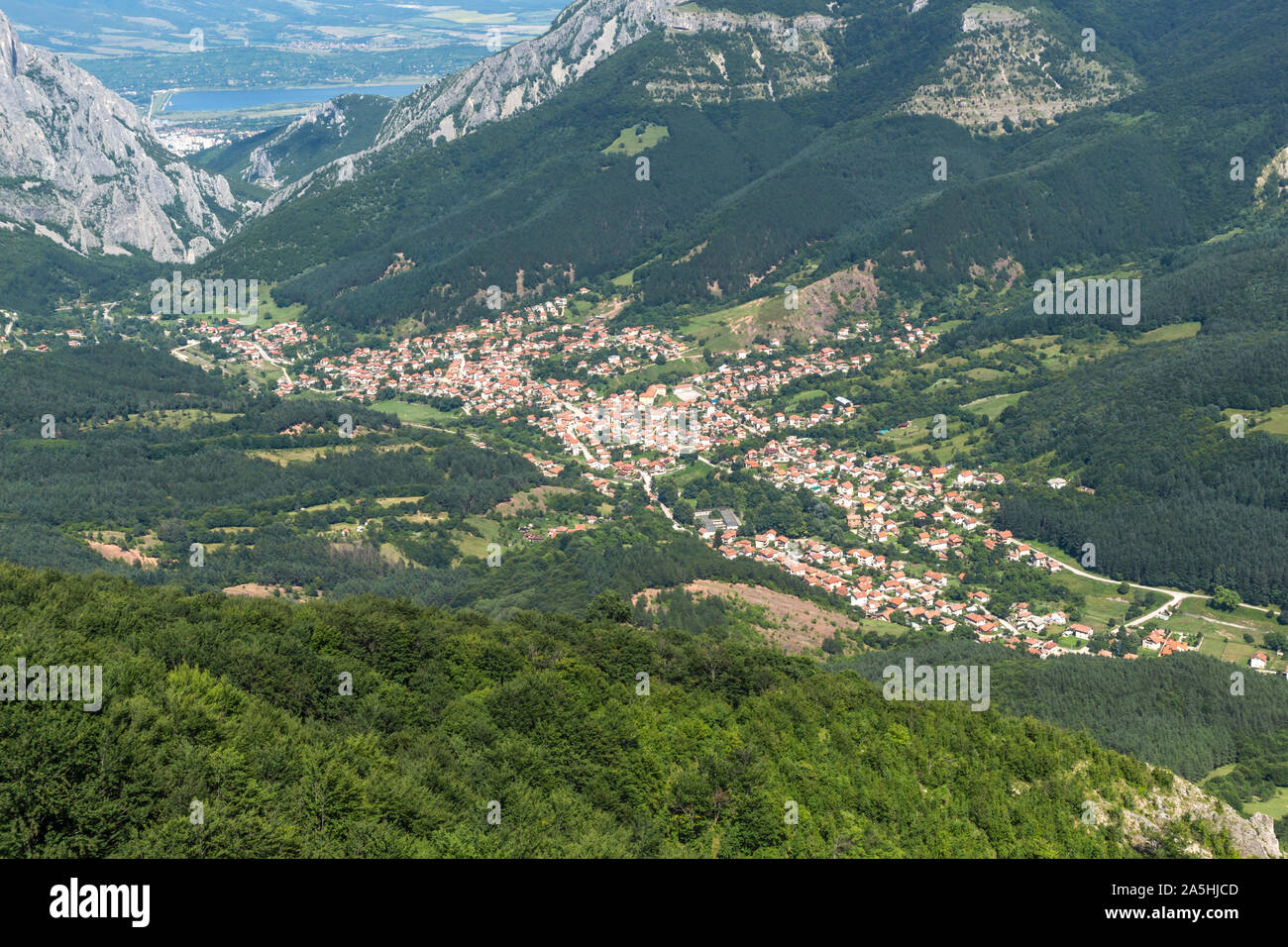 Landscape of Vratsata pass, town of Vratsa and Village of Zgorigrad at ...