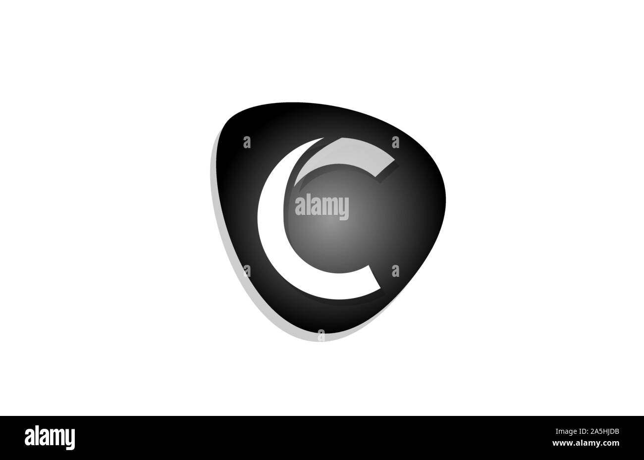 C alphabet letter logo for company icon design in black and white ...