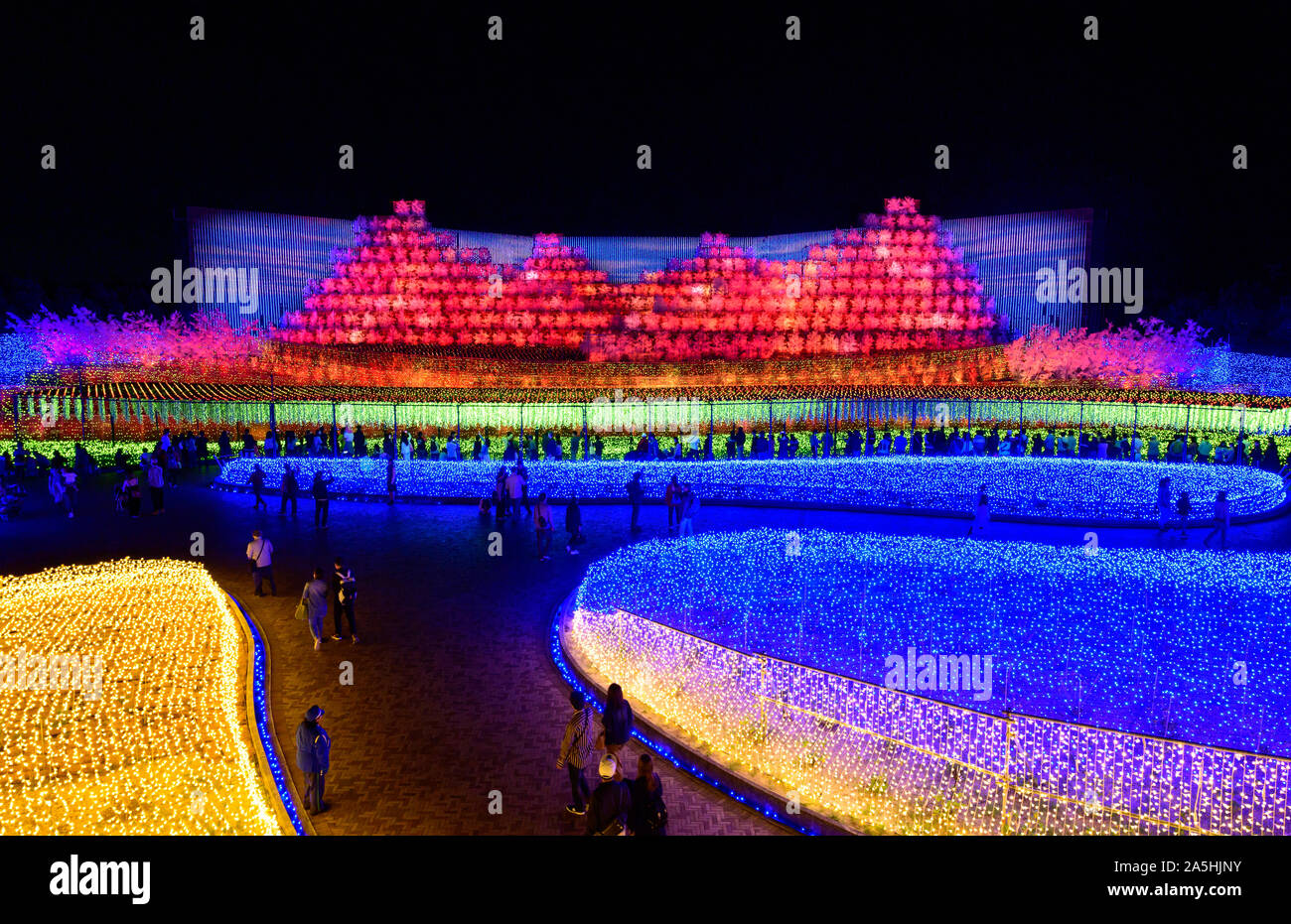 Autumn view display at Nabana no Sato, winter illumination 2020. Attractions of Nagoya. Stock Photo