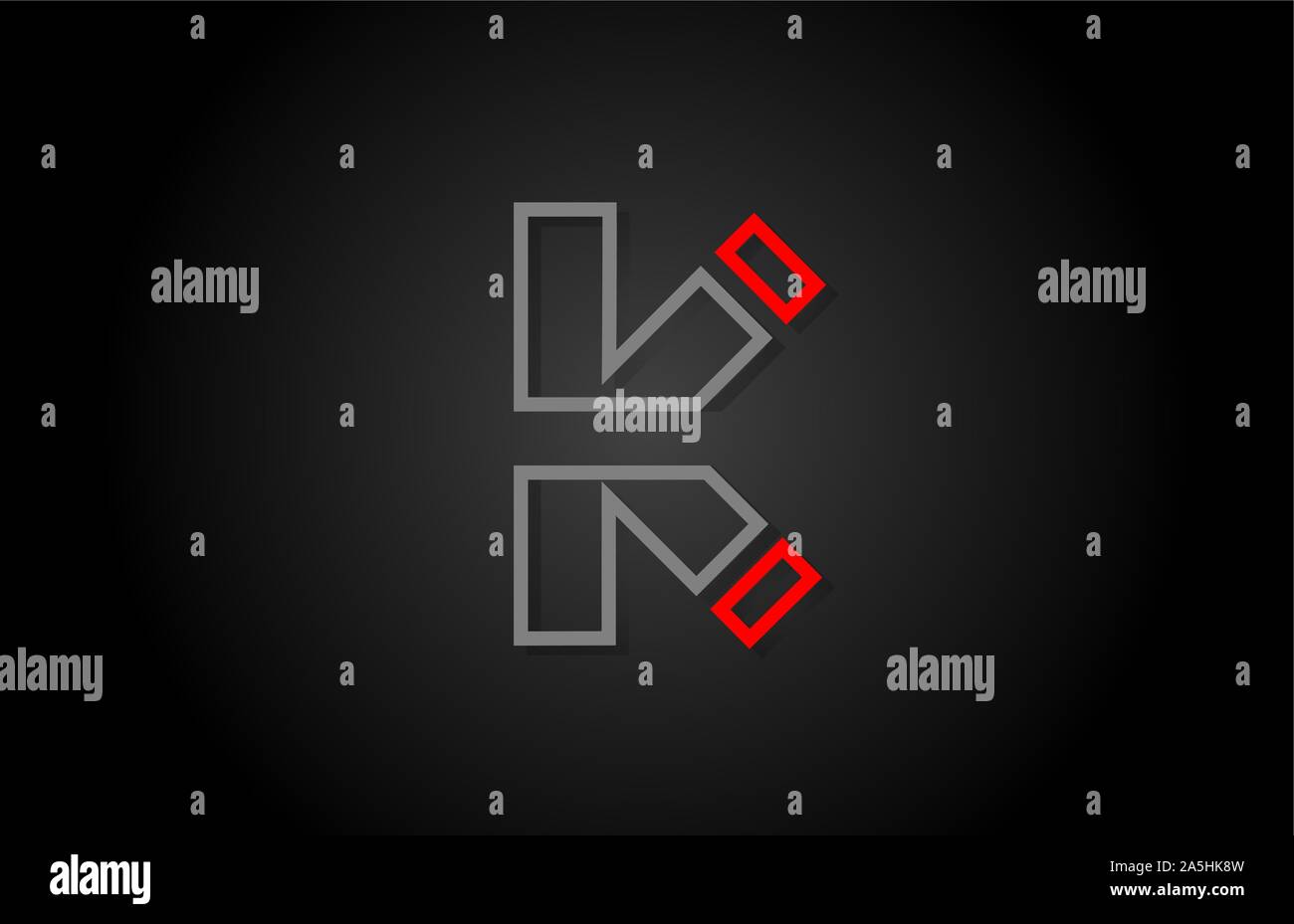 alphabet line K letter red black for company logo icon design. Suitable