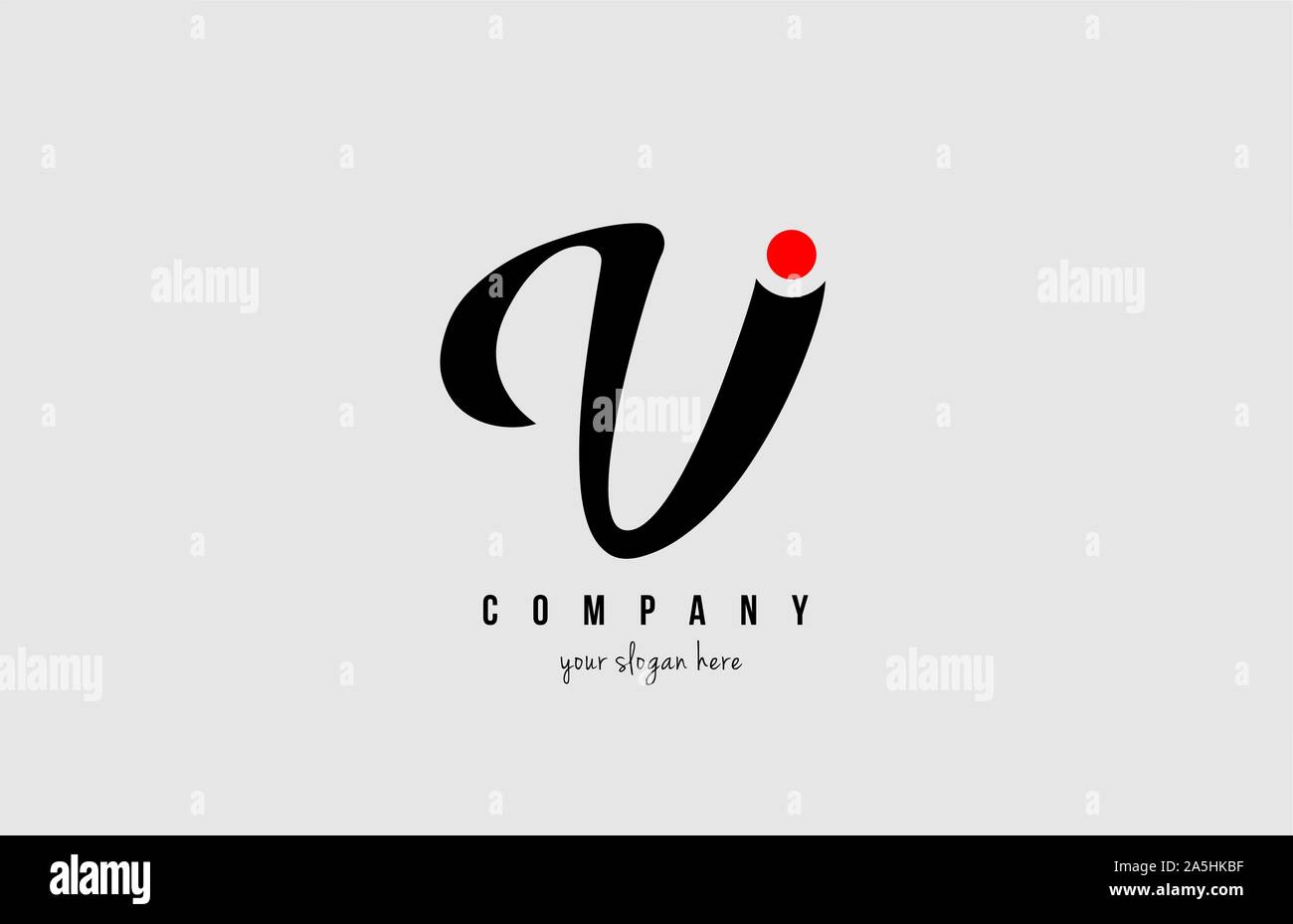 V black and white alphabet letter with red circle for company logo icon ...