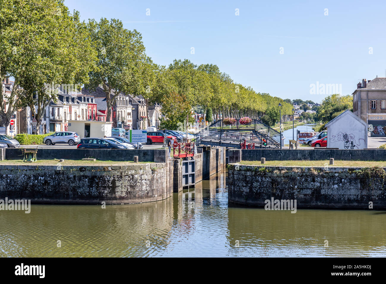 Intersection between the Nante to Brest canal and the Vilaine river Stock Photo