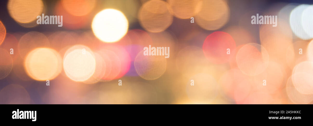 Blurred bockeh lights abstract panoramic background,winter  holidays background Stock Photo