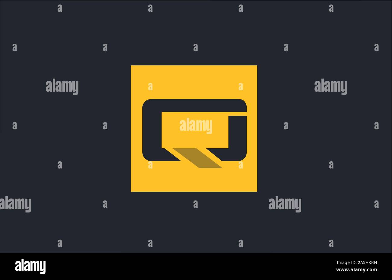 yellow square simple letter Q blue logo alphabet for company logo icon