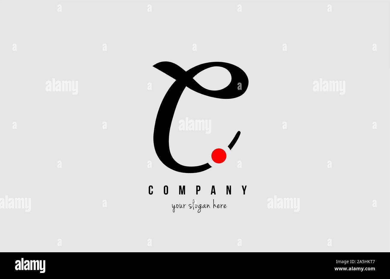 C black and white alphabet letter with red circle for company logo icon ...