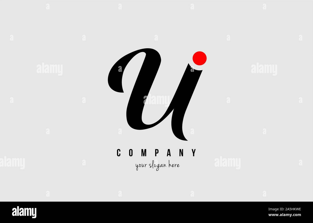 U black and white alphabet letter with red circle for company logo icon ...