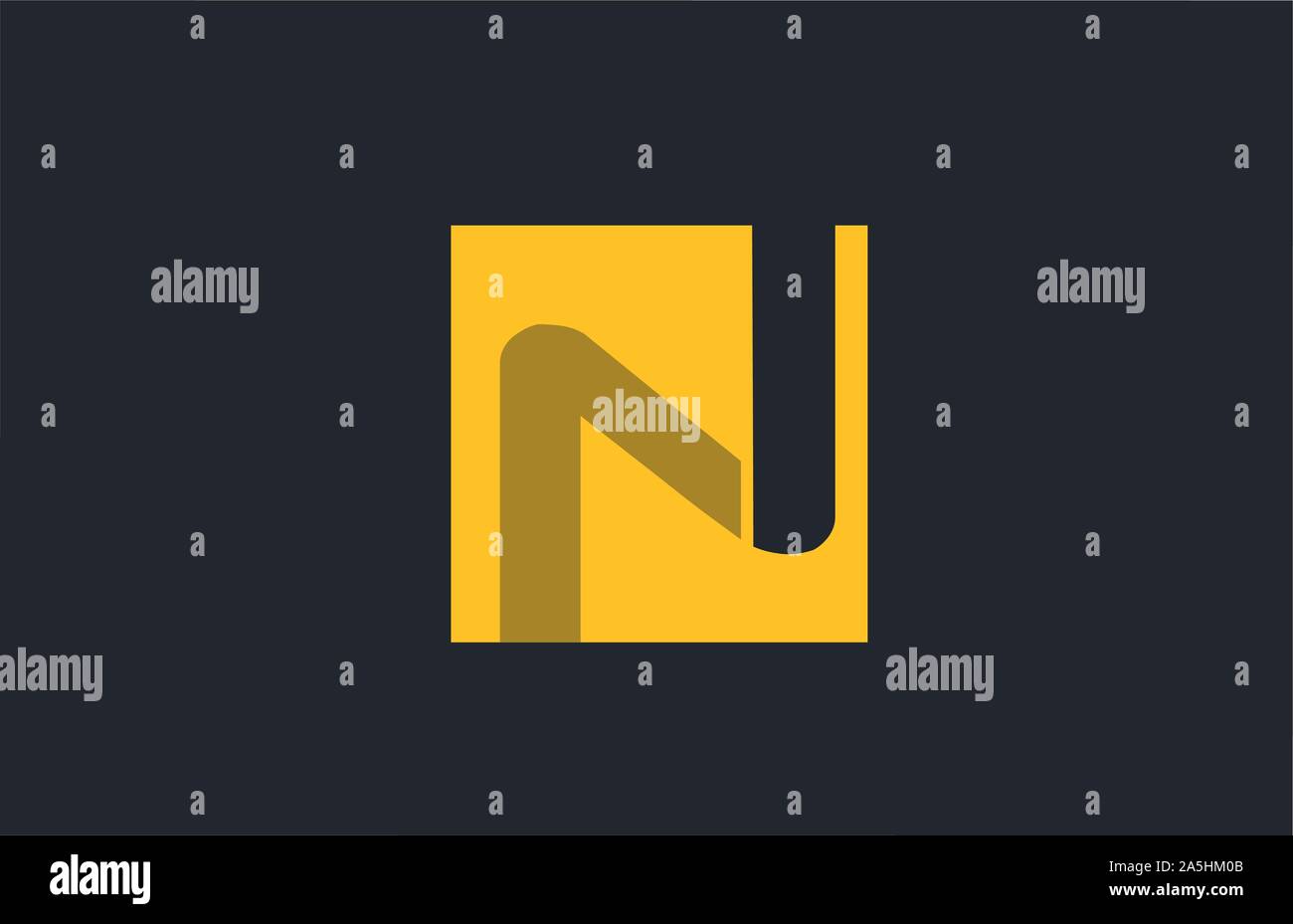 yellow square simple letter N blue logo alphabet for company logo icon ...