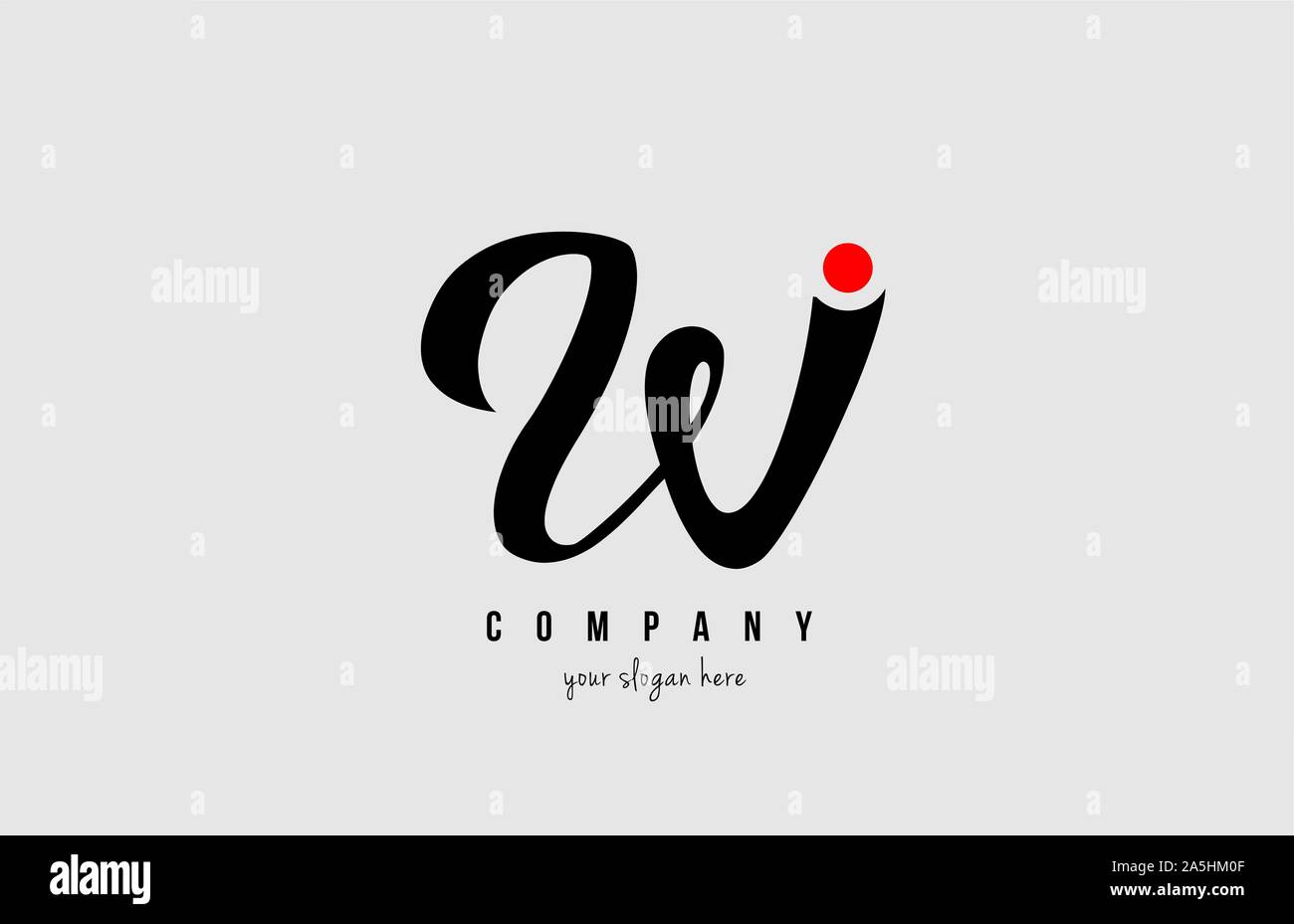 W black and white alphabet letter with red circle for company logo icon ...