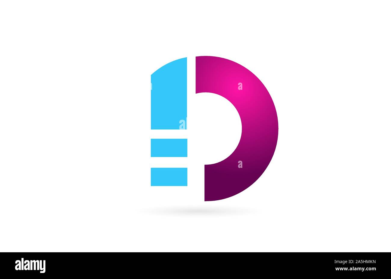 letter D logo alphabet for company logo icon design in pink blue color ...