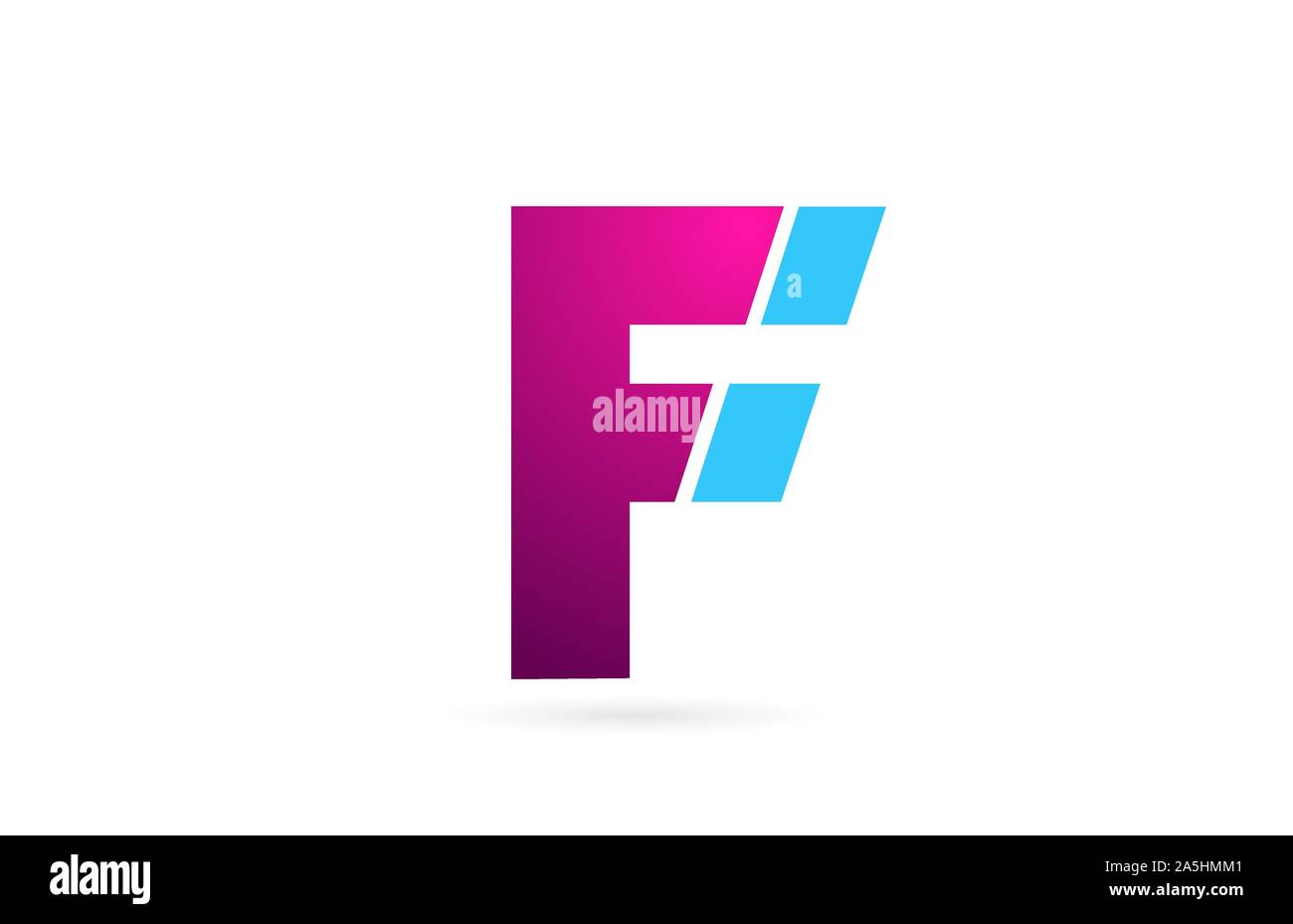 letter F logo alphabet for company logo icon design in pink blue color ...