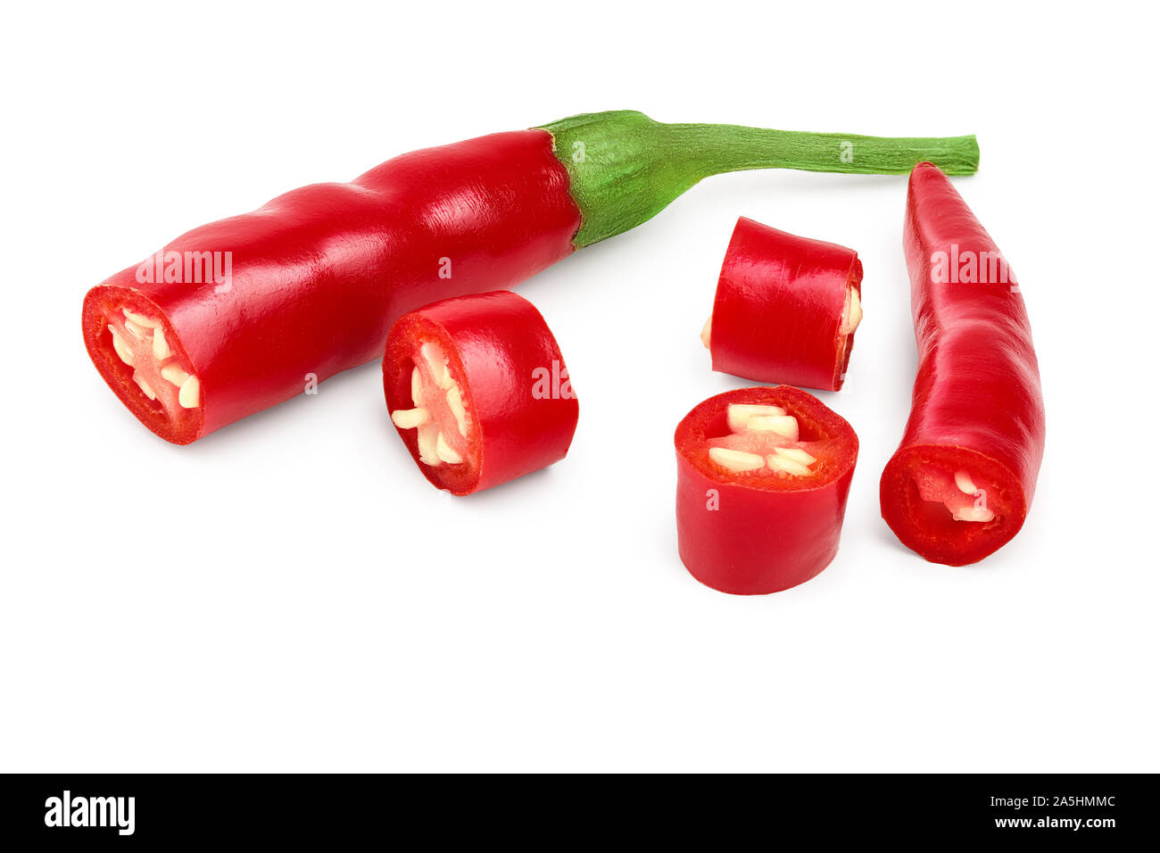 red hot chili peppers isolated on white background Stock Photo - Alamy