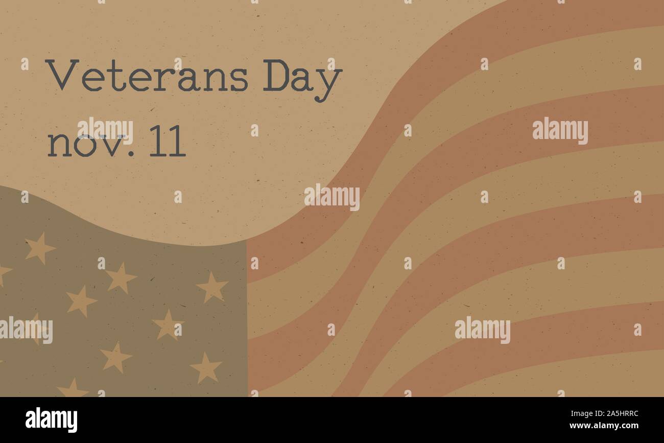 Veterans Day celebration poster with Typewritten text and US flag Stock Vector