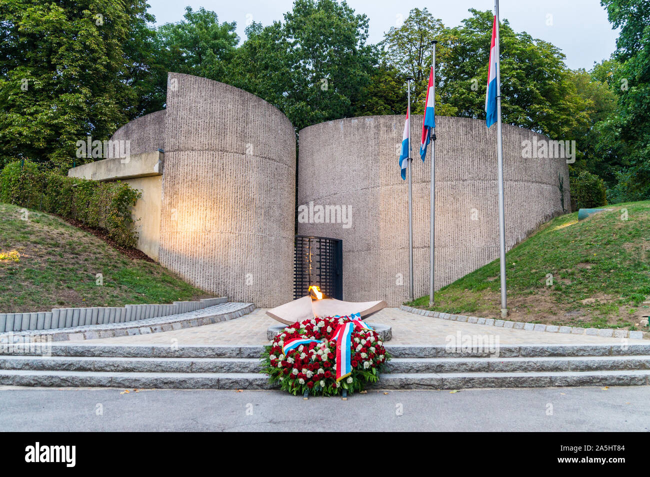 National Solidarity Monument (Monument National de la Solidarité Luxembourgeoise) by François Gillen, 1971, Luxembourg city, Grand Duchy of Luxembourg Stock Photo