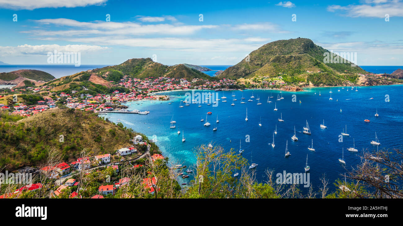 Panoramic landscape view of Terre-de-Haut Island, Guadeloupe, Les Saintes. Stock Photo