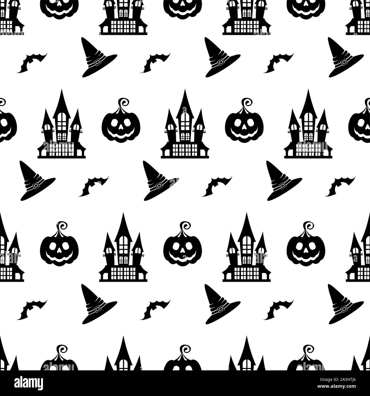 Flat cartoon Vector Halloween seamless pattern background Stock Vector ...