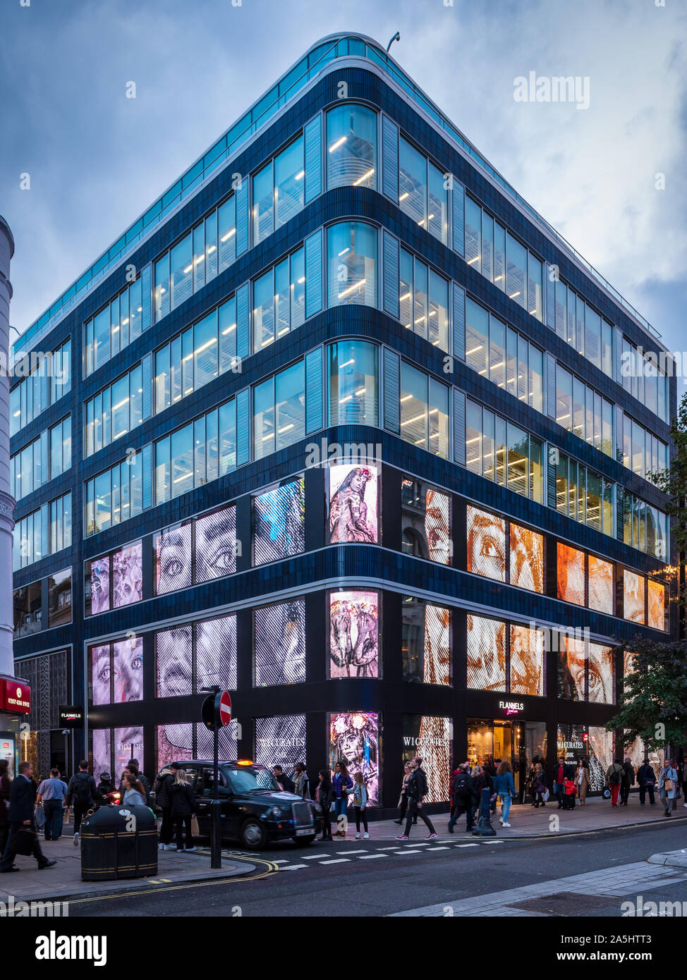 Flannels Oxford Street London - refurbished Academy House Oxford Street London - the Flannels flagship store, Sports Direct & Frasers Group London HQ Stock Photo