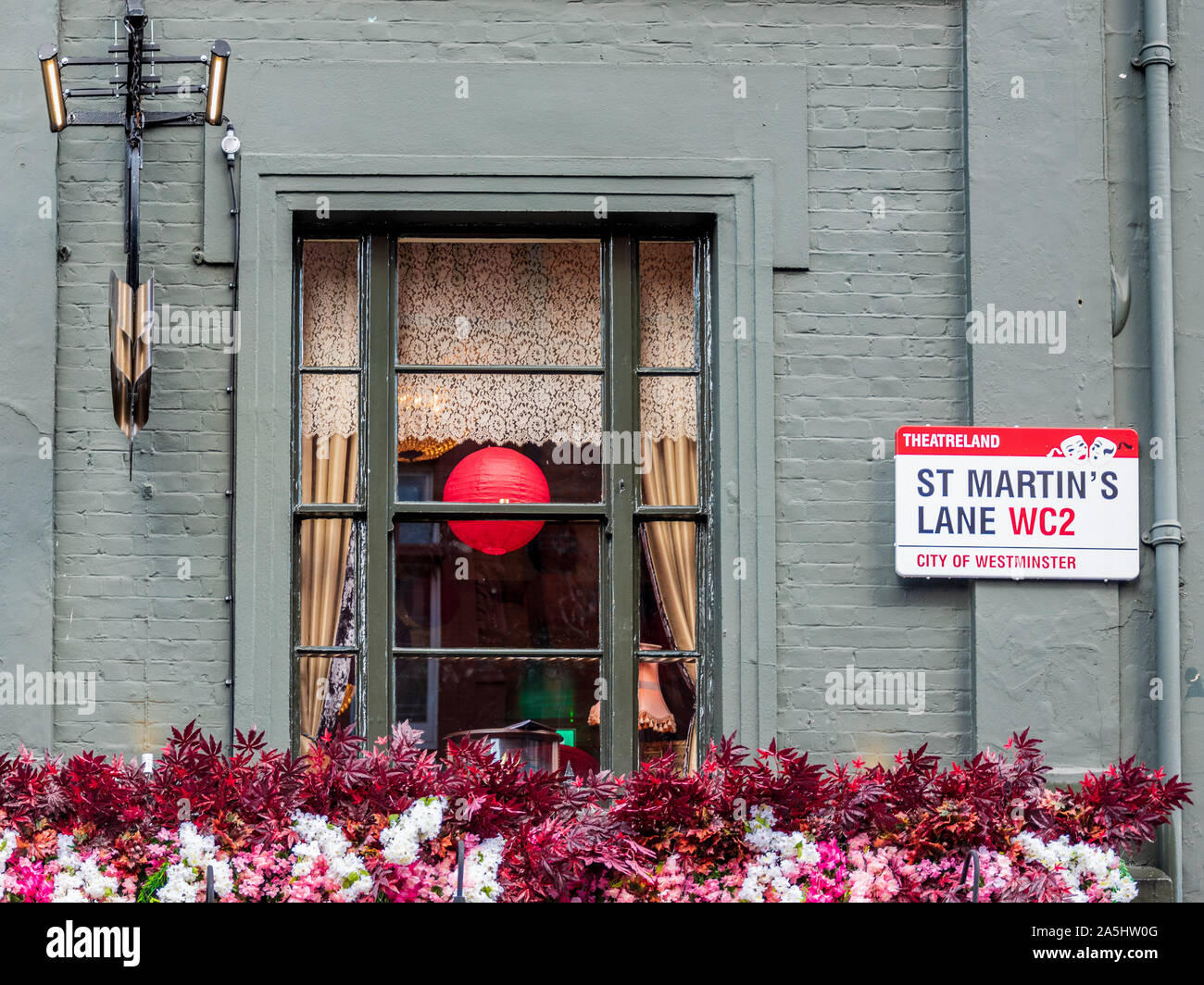 St Martin's Lane London WC2 Street Sign in the Theatreland Theatre District of London's West End Stock Photo