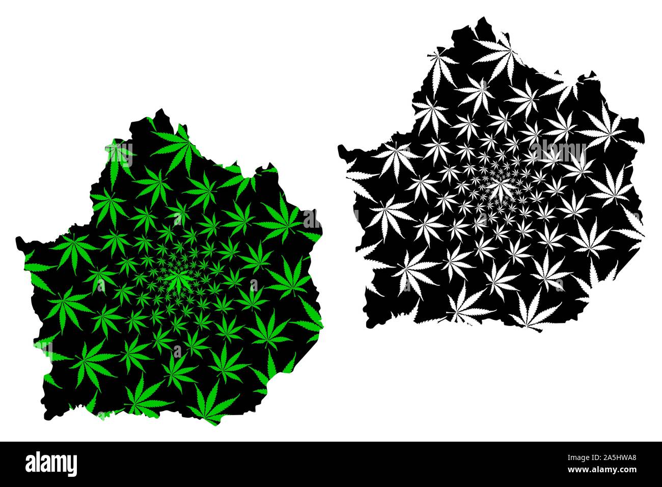 Kamphaeng Phet Province (Kingdom of Thailand, Siam, Provinces of Thailand) map is designed cannabis leaf green and black, Kamphaeng Phet map made of m Stock Vector