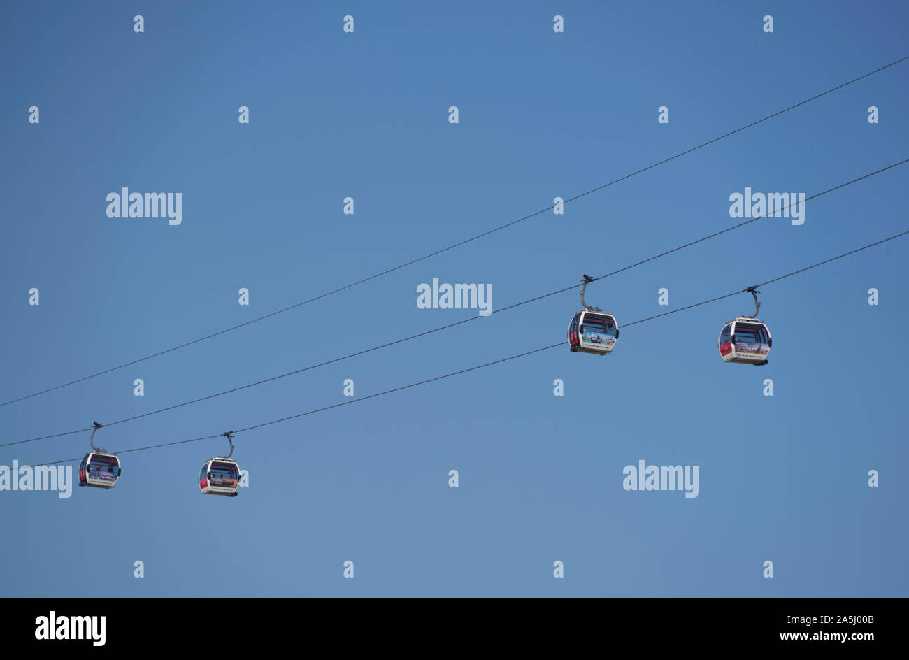 Emirates Air Line cable car near the Millennium Dome and O2 Arena in