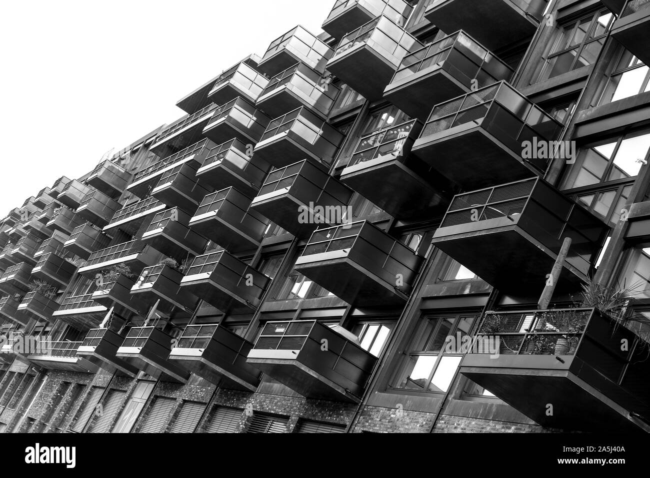 some balconies of a house in black and white Stock Photo - Alamy