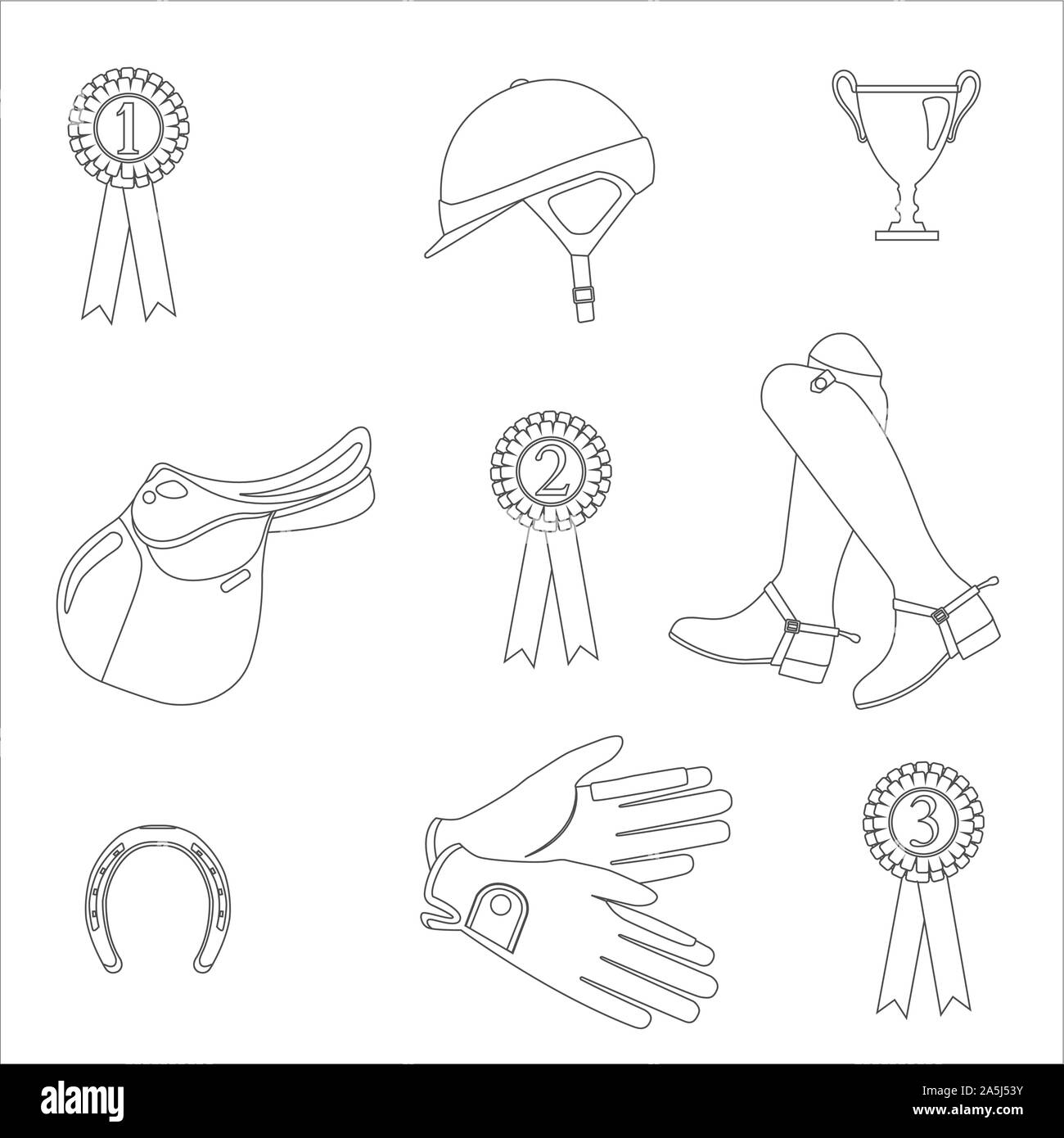 Horse jumping gear - seamless vector pattern on white background Stock Vector