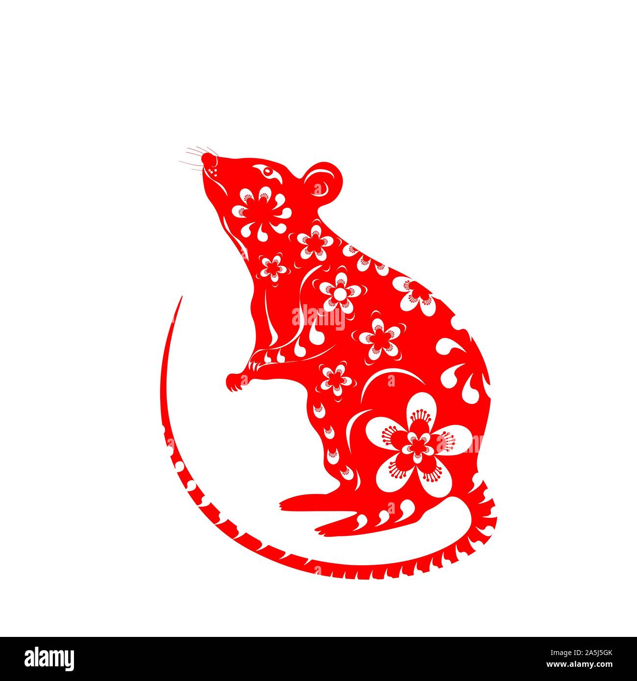 The rat is a symbol of the Chinese New Year 2020. Red decorated with ...
