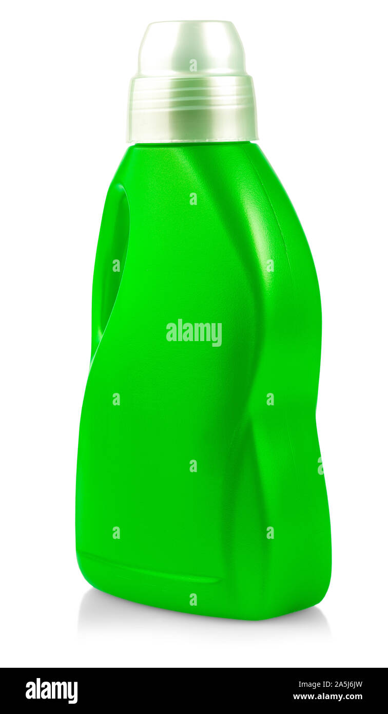 The green plastic bottle isolated on white background Stock Photo - Alamy