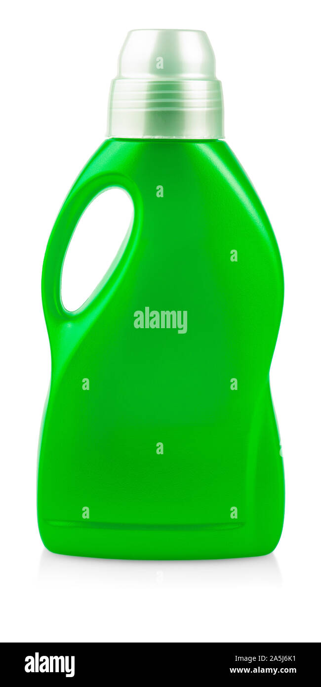 The green plastic bottle isolated on white background Stock Photo - Alamy