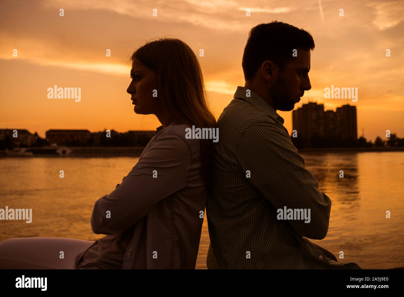 Young couple having troubles in their relationship. Stock Photo