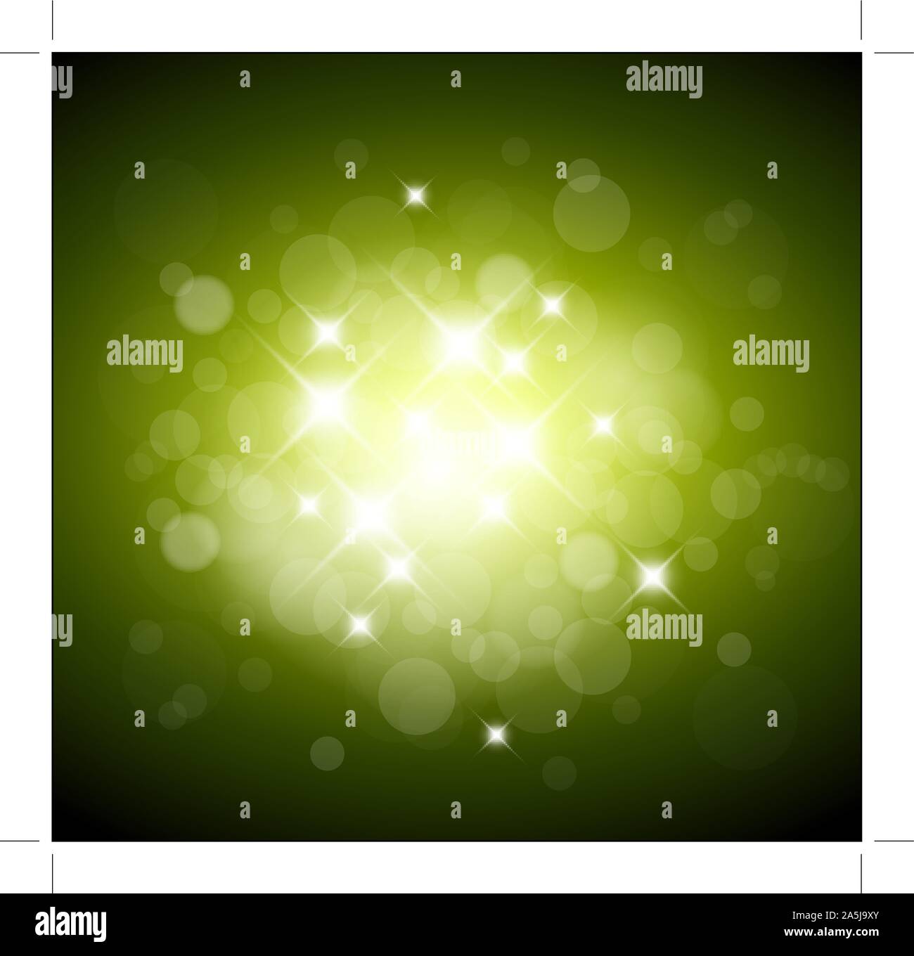 Green background with white lights and place for your text Stock Vector